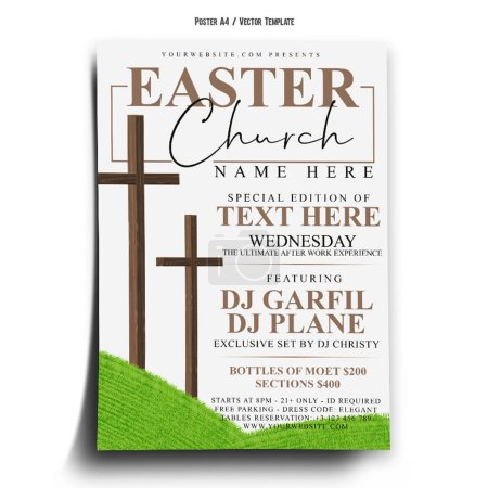Illustration for Easter Sunday Church Poster Template - Royalty Free Image