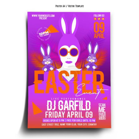 Illustration for Easter Dj Event Club Poster Template - Royalty Free Image