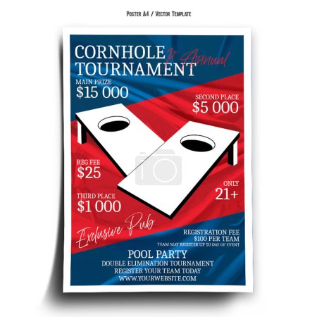 Illustration for Cornhole Tournament Game Poster Template - Royalty Free Image