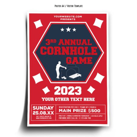 Illustration for Annual Cornhole Game Event Sport Poster Template - Royalty Free Image