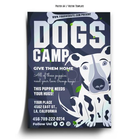 Téléchargez les photos : Dog Camping Poster Template - en image libre de droit