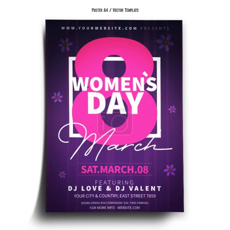 Ilustración de Happy Womens Day Event Club Poster Template - Imagen libre de derechos