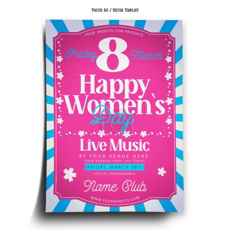 Ilustración de Happy Womens Day Club Event Poster Template - Imagen libre de derechos