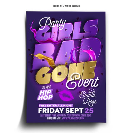 Illustration for Girls Gone Bad Club Party Poster Template - Royalty Free Image
