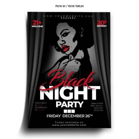 Ilustración de Black Night Party Poster Template - Imagen libre de derechos