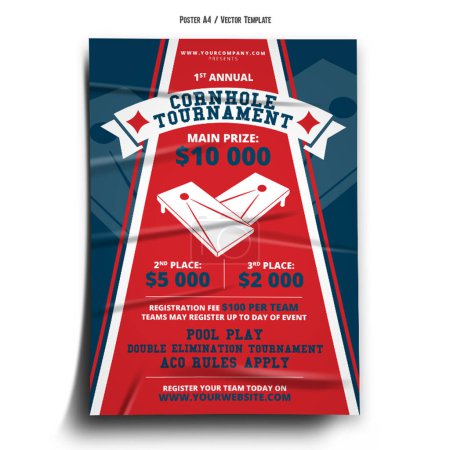 Illustration for Cornhole Tournament Event Poster Template - Royalty Free Image