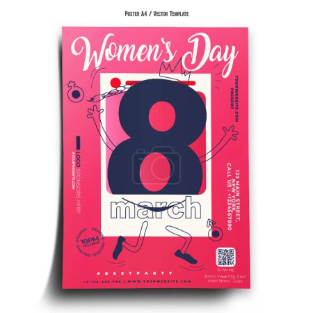 Ilustración de Doodle Womens Day Poster Template - Imagen libre de derechos