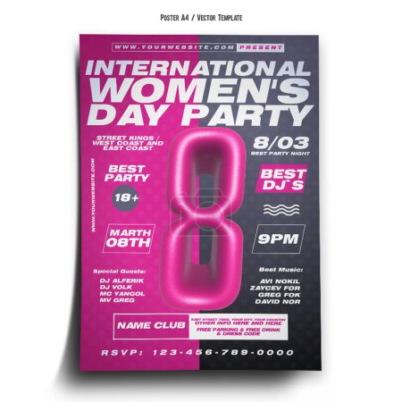 Ilustración de Womens Day Club Party Poster Template - Imagen libre de derechos