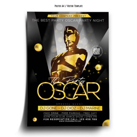 Illustration for Oscar Party Night Poster Template - Royalty Free Image