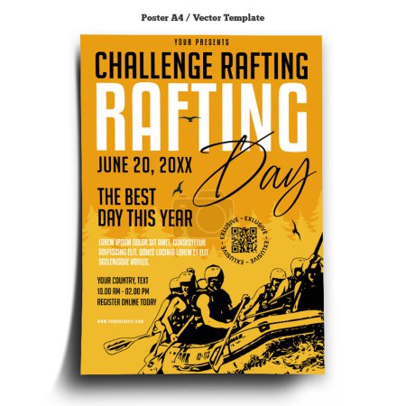 Illustration for Rafting Day Poster Template - Royalty Free Image