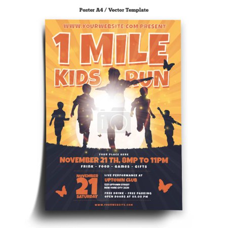Téléchargez les photos : Modèle d'affiche 1 Mile Kids Run - en image libre de droit