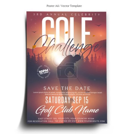 Illustration for Golf Cup Challenge Poster Template - Royalty Free Image