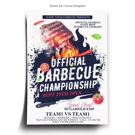 Illustration pour Modèle d'affiche de championnat de barbecue - image libre de droit