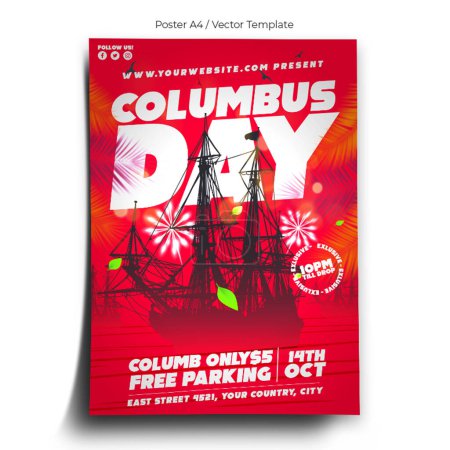 Ilustración de Plantilla de cartel del día de Colón - Imagen libre de derechos