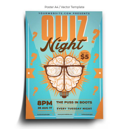 Illustration for Quiz Night Party Poster Template - Royalty Free Image
