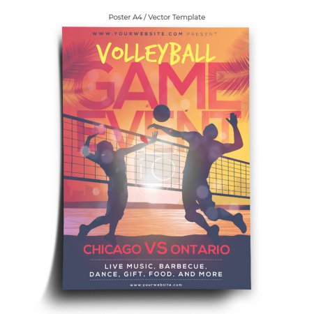 Illustration for Volleyball Event Poster Template - Royalty Free Image