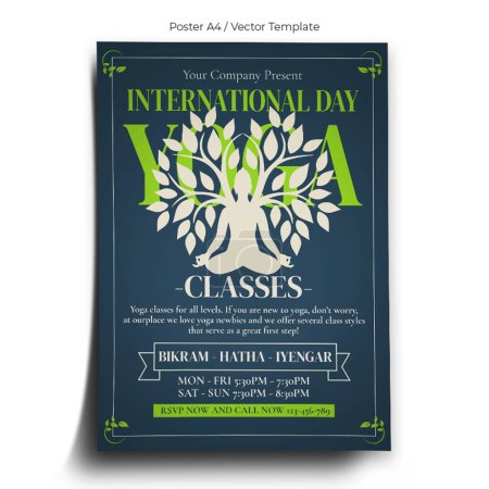 Illustration for International Yoga Day Poster Template - Royalty Free Image