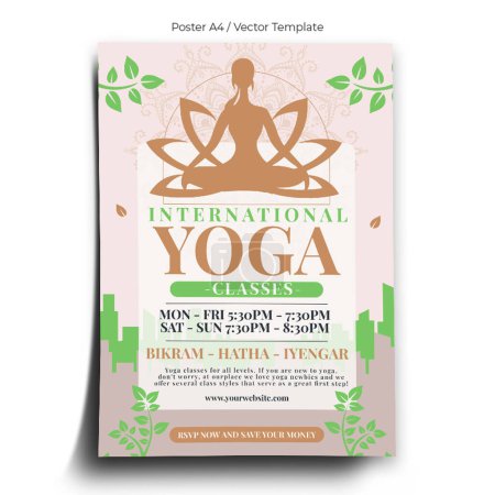 Illustration for Celebration Yoga Day Poster Template - Royalty Free Image