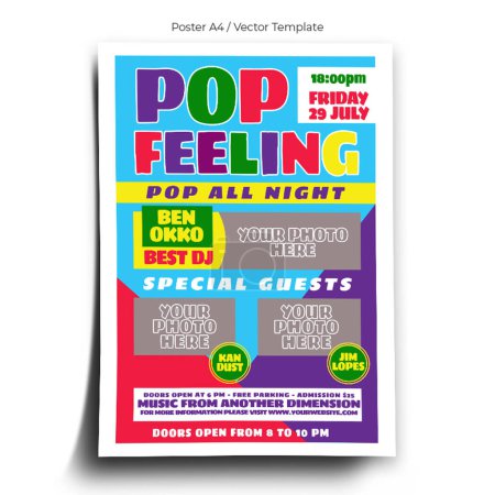 Ilustración de Plantilla de póster de fiesta de música Pop Feeling - Imagen libre de derechos