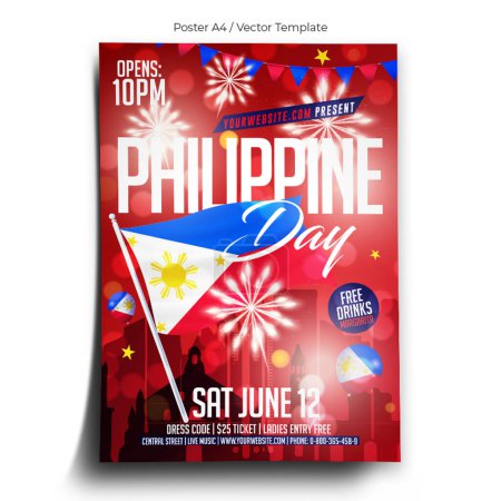 Illustration for Happy Philippine Day Poster Template - Royalty Free Image