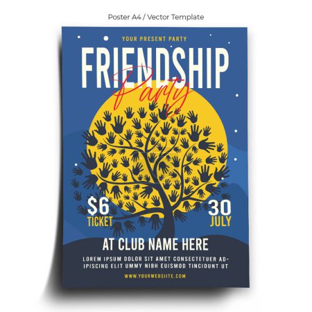 Illustration for Friendship Party Poster Template - Royalty Free Image