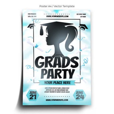 Illustration for Graduation Party Poster Template - Royalty Free Image