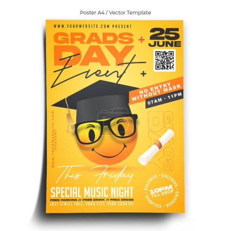 Illustration for Graduation Day Poster Template - Royalty Free Image