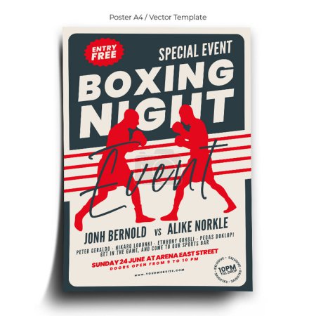 Ilustración de Plantilla de cartel de evento de noche de boxeo - Imagen libre de derechos