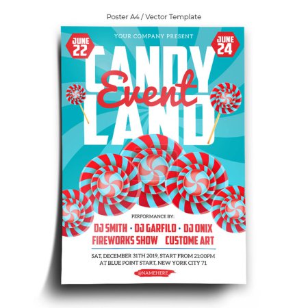 Illustration for Candy Land Event Poster Template - Royalty Free Image