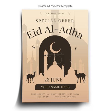 Téléchargez les illustrations : Modèle d'affiche de l'Aïd Al-Adha - en licence libre de droit