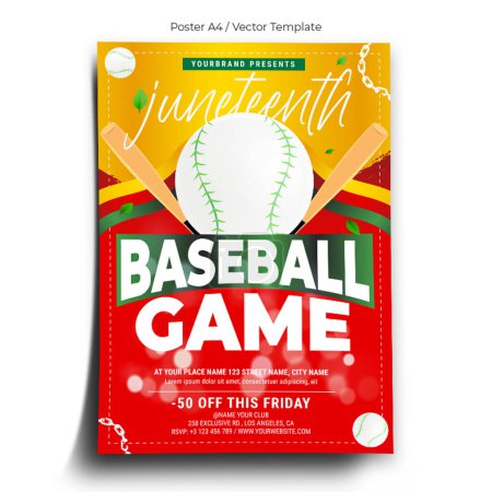 Téléchargez les photos : Modèle d'affiche de jeu de baseball du dixième juin - en image libre de droit