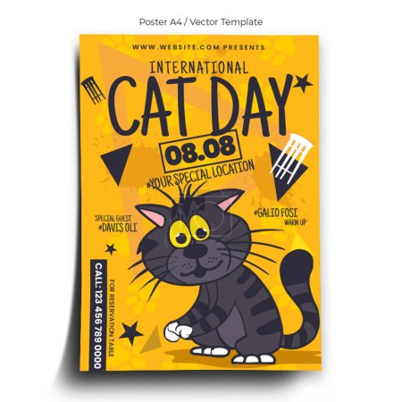 Téléchargez les illustrations : Modèle d'affiche de la Journée internationale du chat - en licence libre de droit