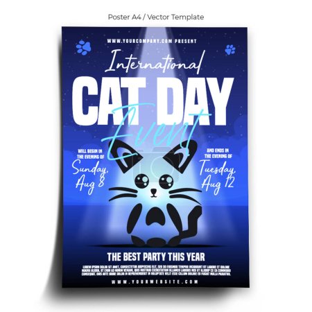 Téléchargez les illustrations : Modèle d'affiche d'événement de la Journée internationale du chat - en licence libre de droit