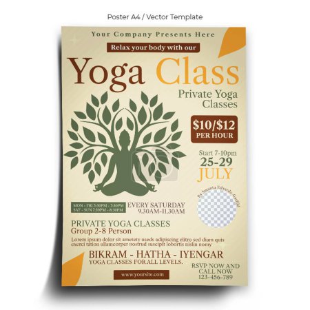 Illustration for Yoga Class Poster Template - Royalty Free Image