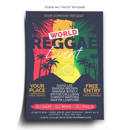 Téléchargez les illustrations : Modèle d'affiche d'événement Reggae mondial - en licence libre de droit