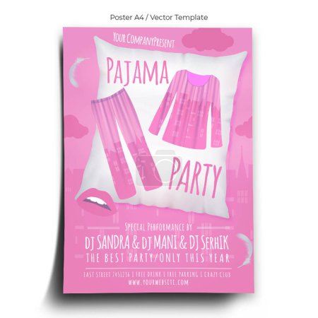 Illustration for Pajama Party Poster Template - Royalty Free Image