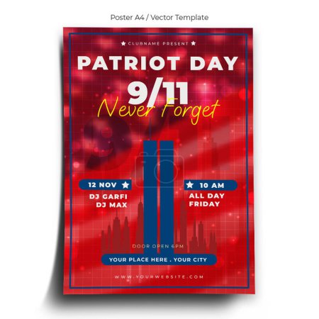 Illustration for 11 September Patriot Day USA Poster Template - Royalty Free Image
