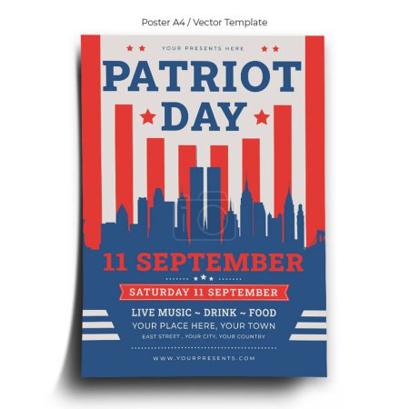 Illustration for Patriot Day USA Poster Template - Royalty Free Image