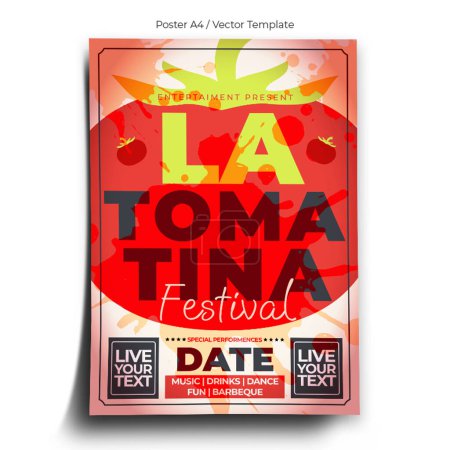Illustration for La Tomatina Fest Poster Template - Royalty Free Image