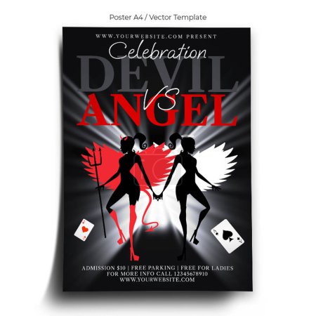 Téléchargez les illustrations : Modèle d'affiche Ange vs Diable - en licence libre de droit