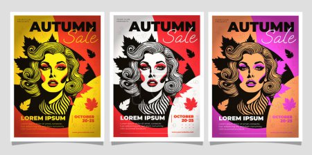 Ilustración de Venta de otoño conjunto de carteles - Imagen libre de derechos