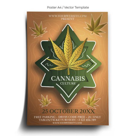 Téléchargez les illustrations : Modèle d'affiche sur la culture du cannabis - en licence libre de droit