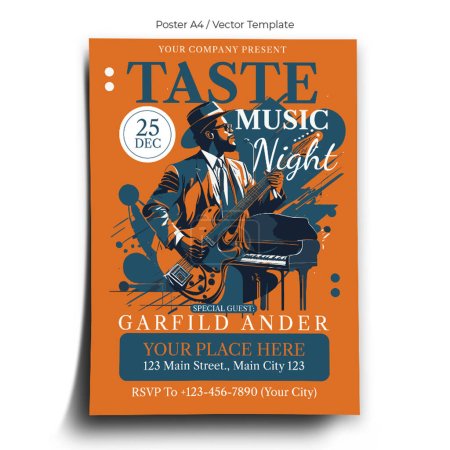 Ilustración de Plantilla de cartel de noche de música de gusto - Imagen libre de derechos