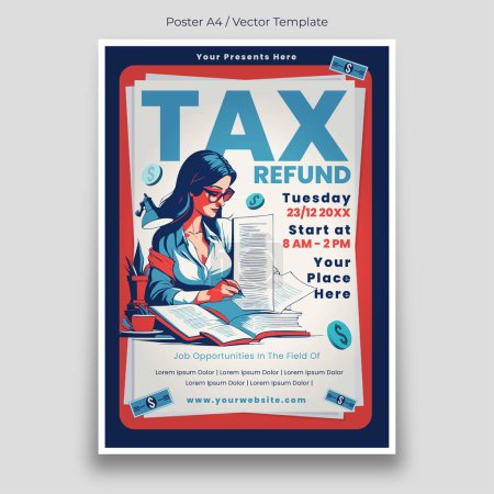 Téléchargez les illustrations : Modèle d'affiche de service de remboursement de taxe - en licence libre de droit