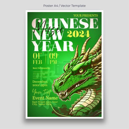 Téléchargez les photos : Nouvel An chinois 2024 Modèle d'affiche - en image libre de droit