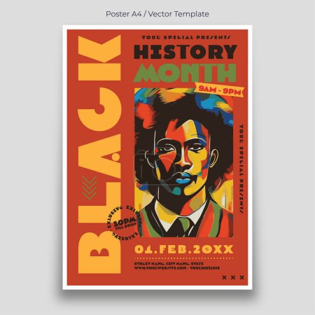 Illustration for Afro Black History Month Poster Template - Royalty Free Image