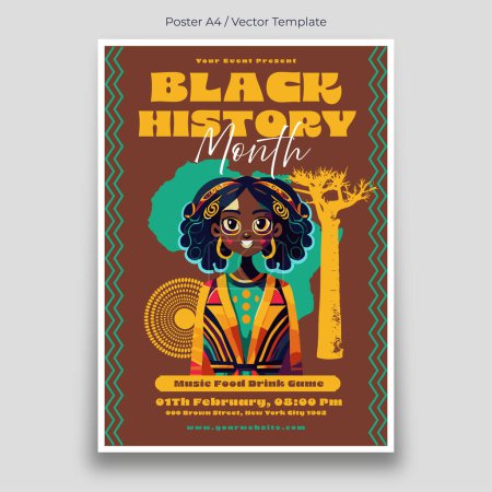 Ilustración de Mes de la historia negra en África Plantilla de póster - Imagen libre de derechos