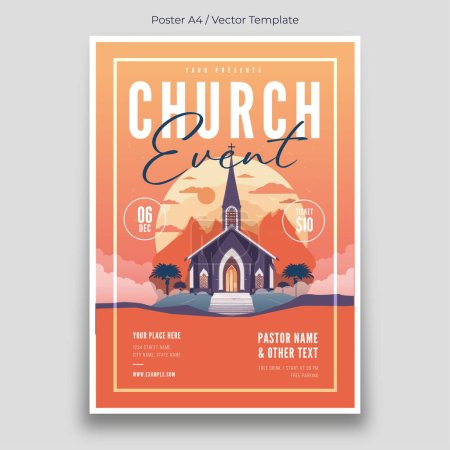 Ilustración de Evento de la Iglesia 2024 Plantilla de cartel - Imagen libre de derechos