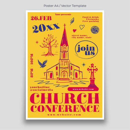 Téléchargez les photos : Modèle d'affiche de conférence de l'église - en image libre de droit