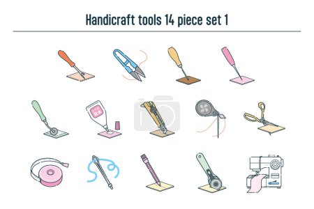 Téléchargez les illustrations : Illustration ensemble d'outils artisanaux. - en licence libre de droit
